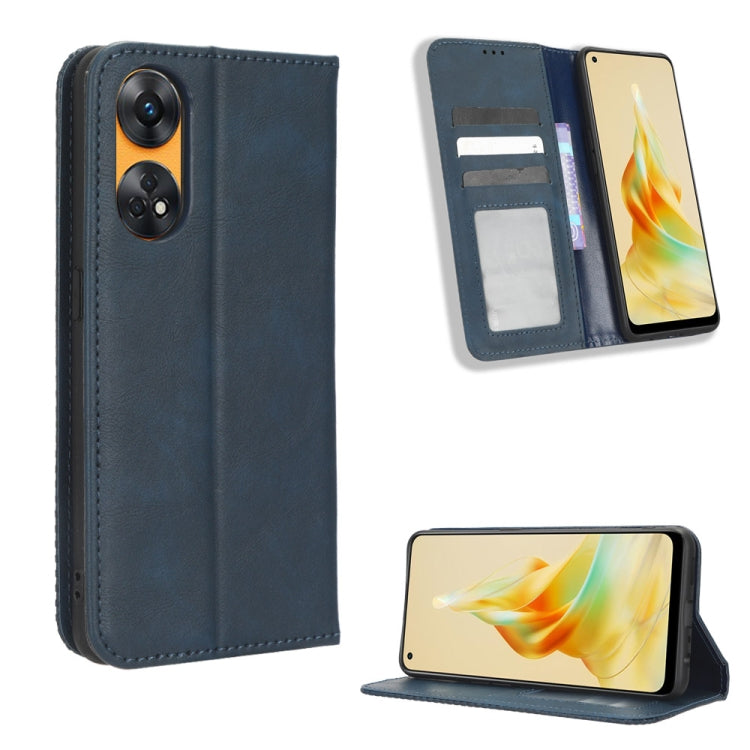For OPPO Reno8 T 4G Magnetic Buckle Retro Texture Leather Phone Case