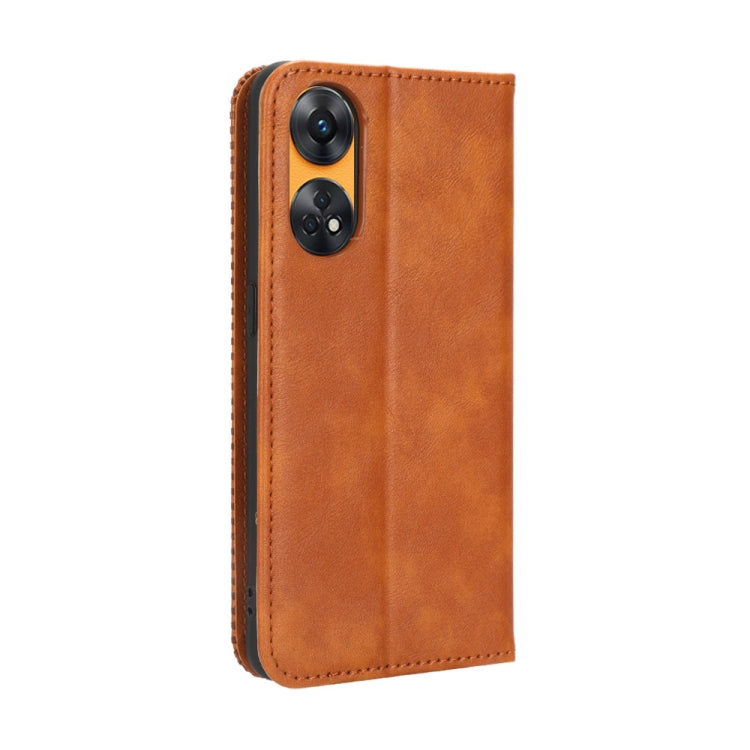 For OPPO Reno8 T 4G Magnetic Buckle Retro Texture Leather Phone Case