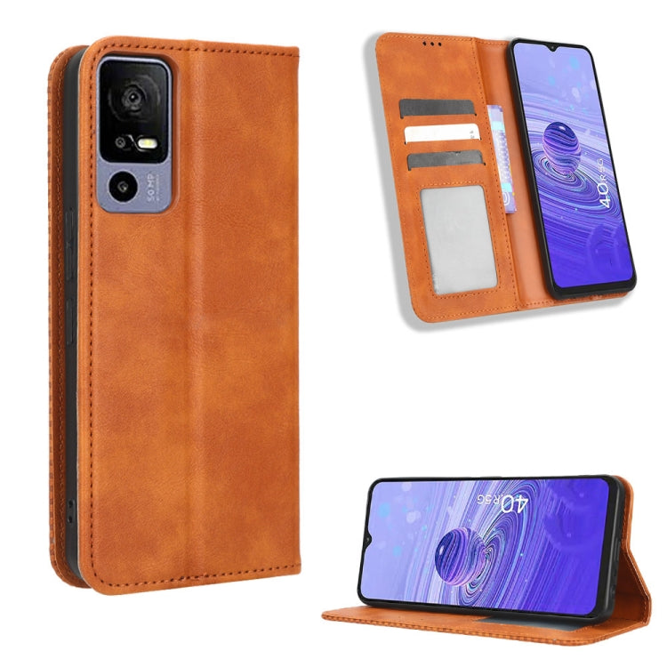 For TCL 40 R 5G Magnetic Buckle Retro Texture Leather Phone Case