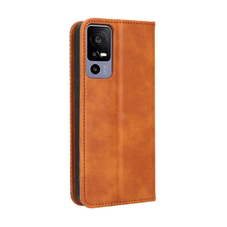 For TCL 40 R 5G Magnetic Buckle Retro Texture Leather Phone Case