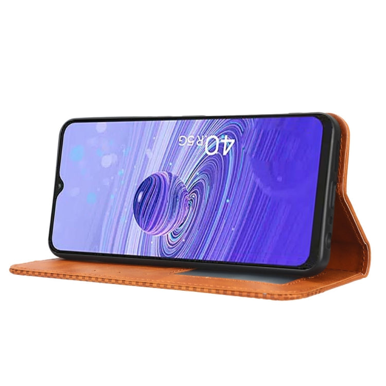 For TCL 40 R 5G Magnetic Buckle Retro Texture Leather Phone Case