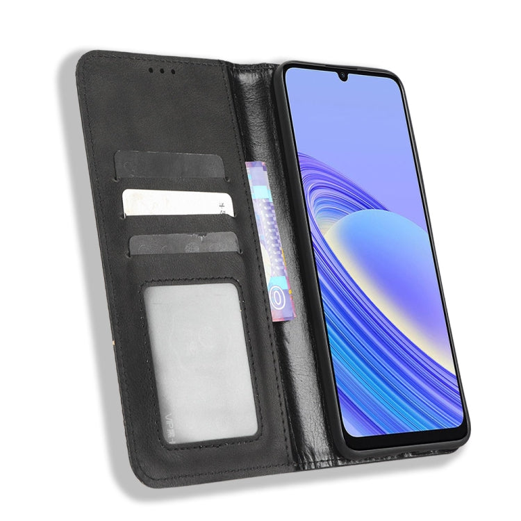 For TCL 40 SE Magnetic Buckle Retro Texture Leather Phone Case