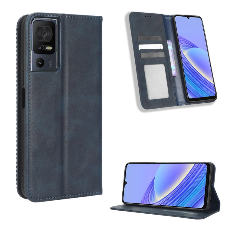 For TCL 40 SE Magnetic Buckle Retro Texture Leather Phone Case
