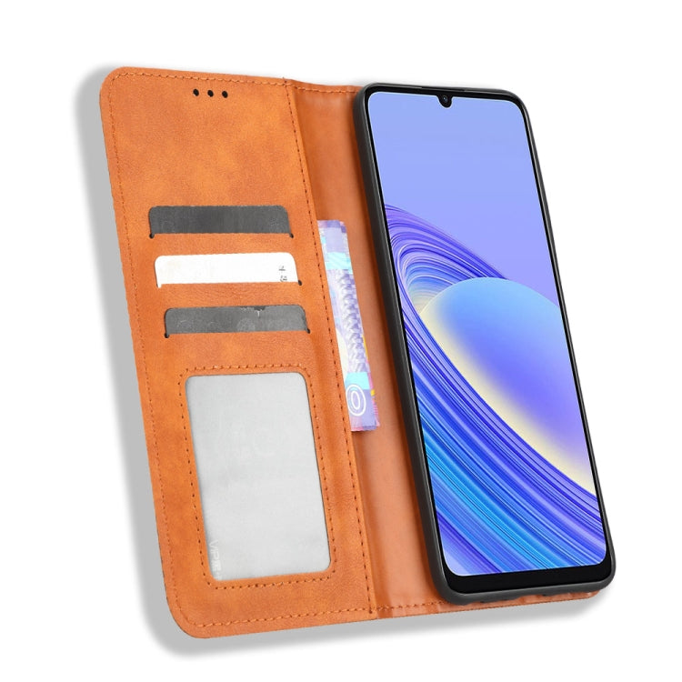 For TCL 40 SE Magnetic Buckle Retro Texture Leather Phone Case