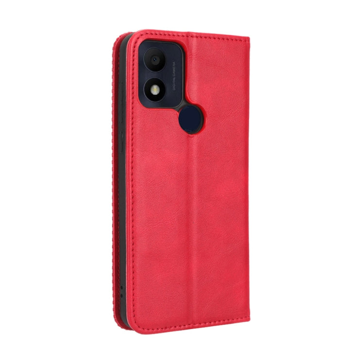 For TCL 305i Magnetic Buckle Retro Texture Leather Phone Case