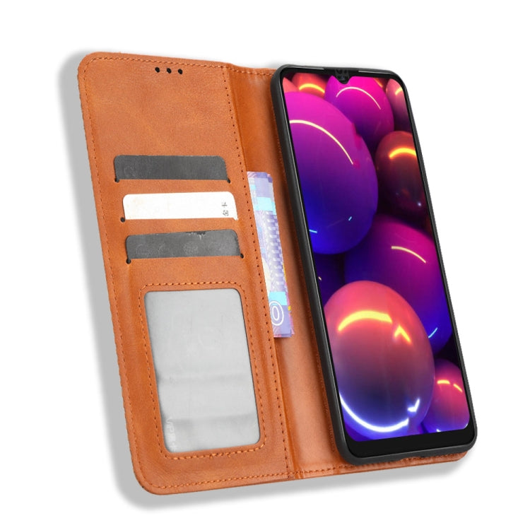 For TCL 305i Magnetic Buckle Retro Texture Leather Phone Case