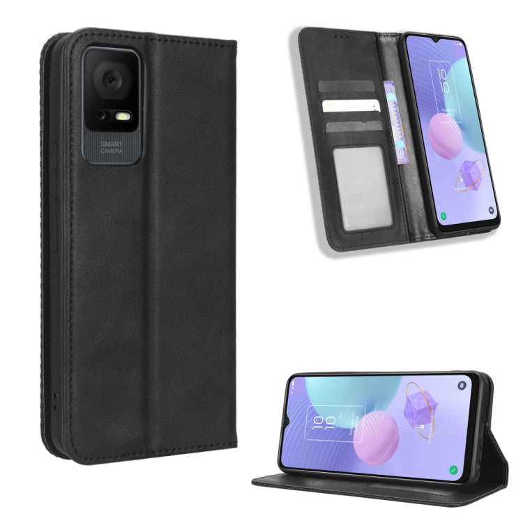 For TCL 405 / 406 T506D Magnetic Buckle Retro Texture Leather Phone Case