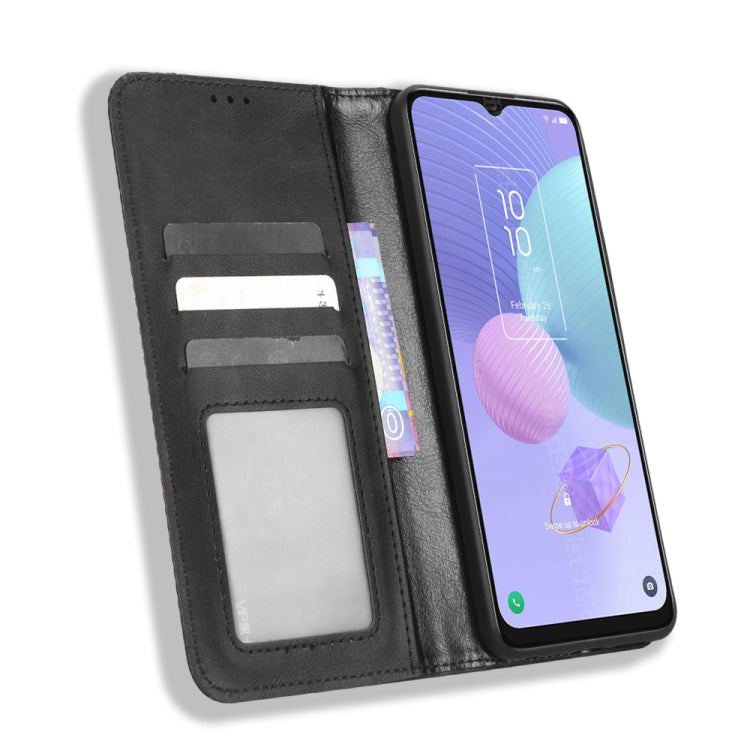 For TCL 405 / 406 T506D Magnetic Buckle Retro Texture Leather Phone Case