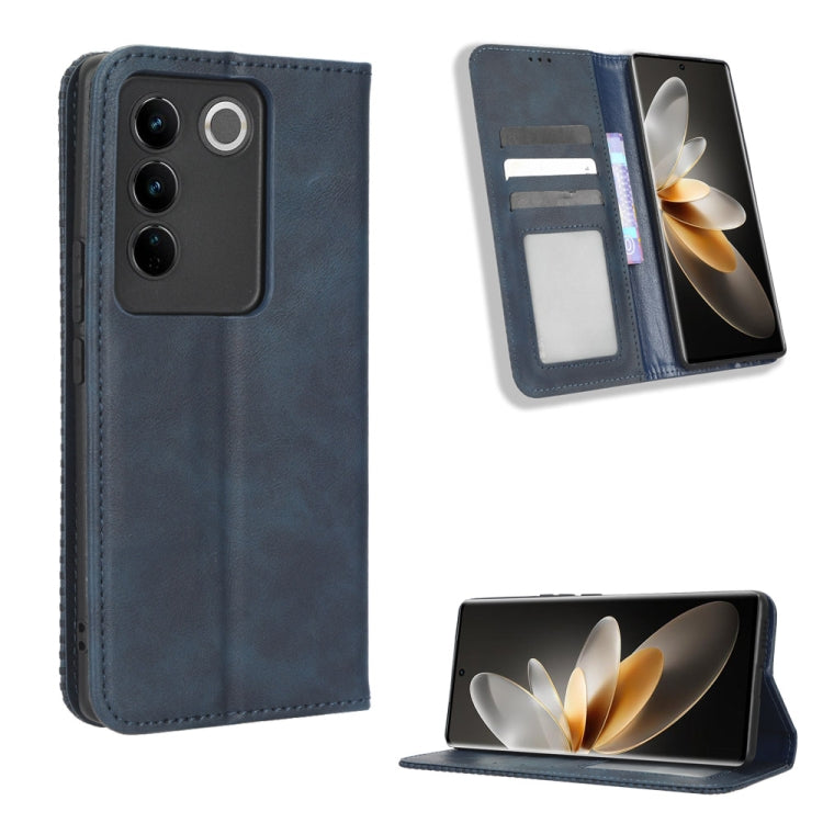 For vivo S16 Pro / S16 Magnetic Buckle Retro Texture Leather Phone Case