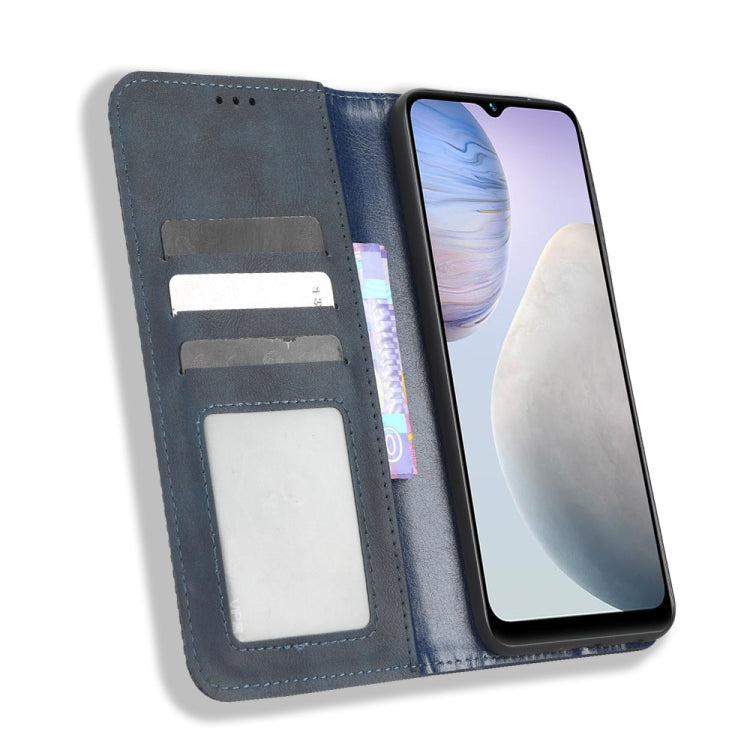 For vivo Y02 4G Magnetic Buckle Retro Texture Leather Phone Case