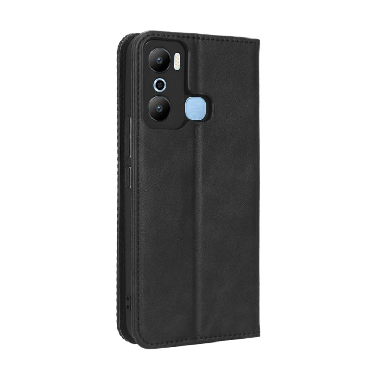 For Infinix Hot 20 Play Magnetic Buckle Retro Texture Leather Phone Case