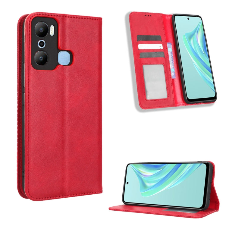 For Infinix Hot 20 Play Magnetic Buckle Retro Texture Leather Phone Case