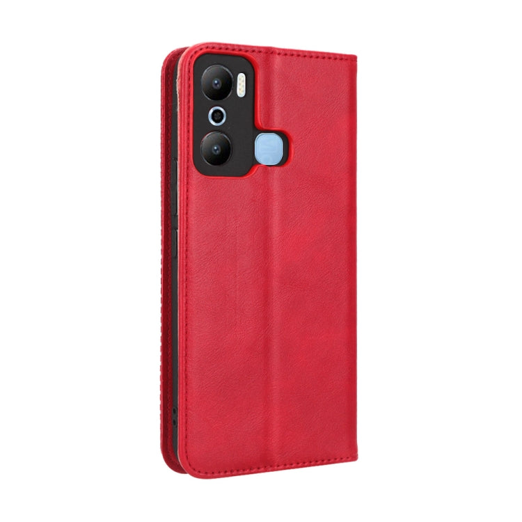 For Infinix Hot 20 Play Magnetic Buckle Retro Texture Leather Phone Case