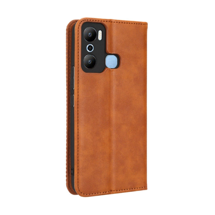 For Infinix Hot 20 Play Magnetic Buckle Retro Texture Leather Phone Case