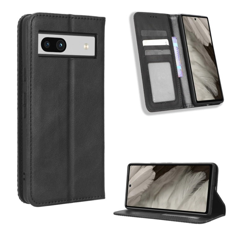 For Google Pixel 7a Magnetic Buckle Retro Texture Leather Phone Case