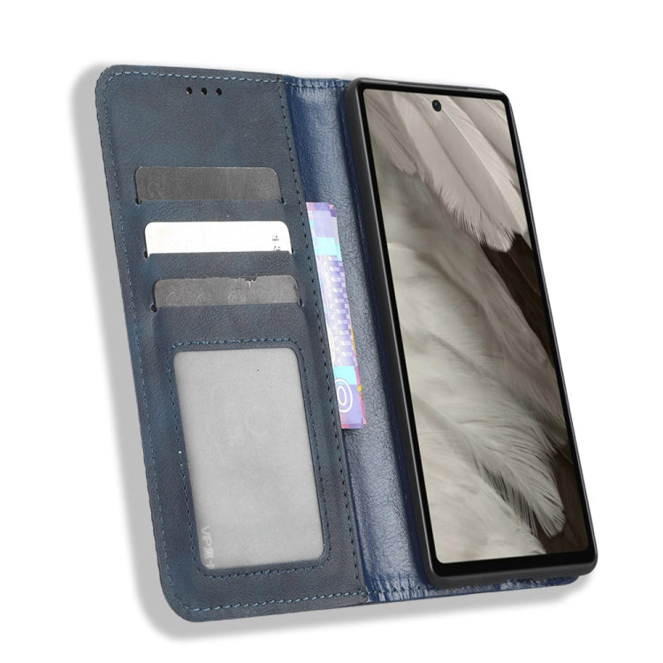 For Google Pixel 7a Magnetic Buckle Retro Texture Leather Phone Case