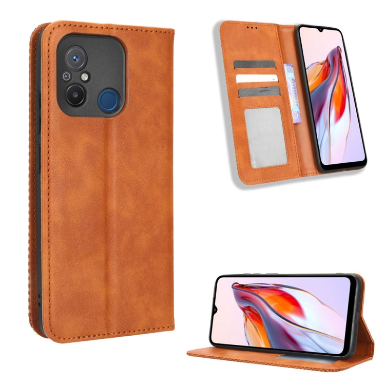 For Xiaomi Redmi 12C / 11A Magnetic Buckle Retro Texture Leather Phone Case