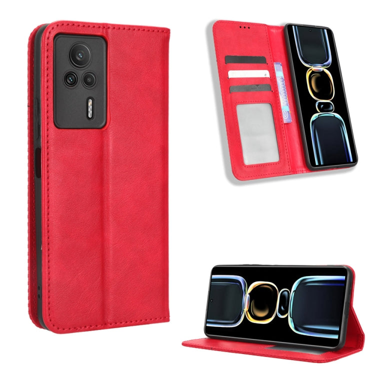 For Xiaomi Redmi K60E 5G Magnetic Buckle Retro Texture Leather Phone Case