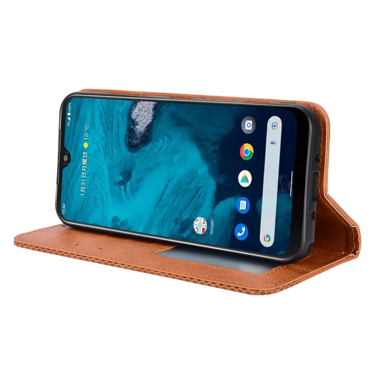 For Kyocera Android One S10 Magnetic Buckle Retro Texture Leather Phone Case