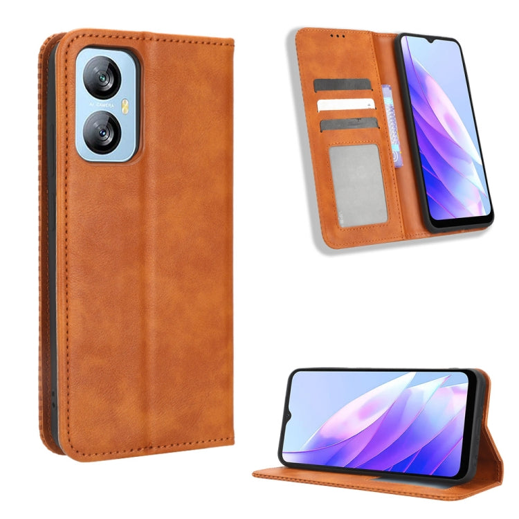 For Blackview A52 Magnetic Buckle Retro Texture Leather Phone Case