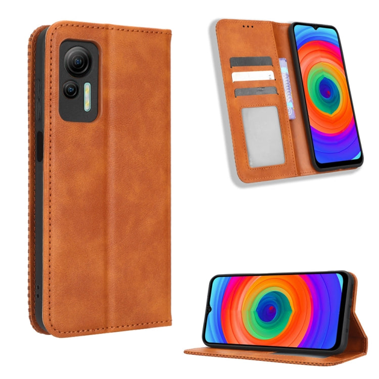 For Ulefone Note 14 Magnetic Buckle Retro Texture Leather Phone Case