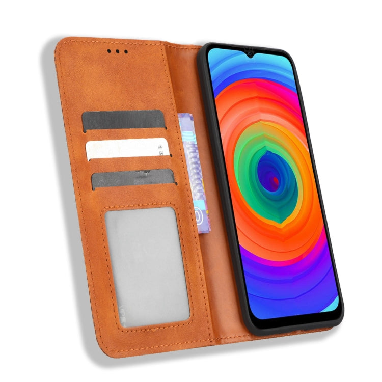 For Ulefone Note 14 Magnetic Buckle Retro Texture Leather Phone Case