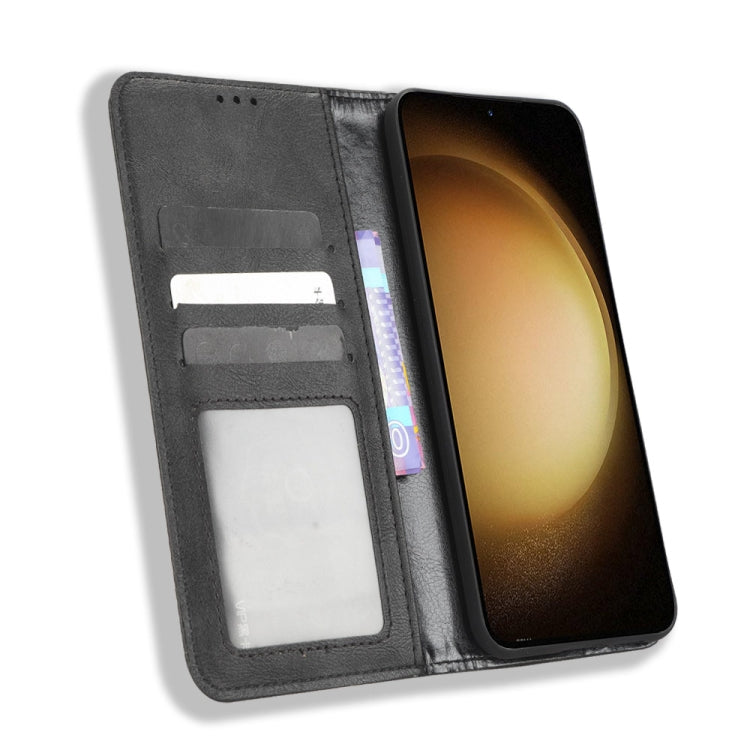 For Samsung Galaxy S23+ 5G Magnetic Buckle Retro Texture Leather Phone Case