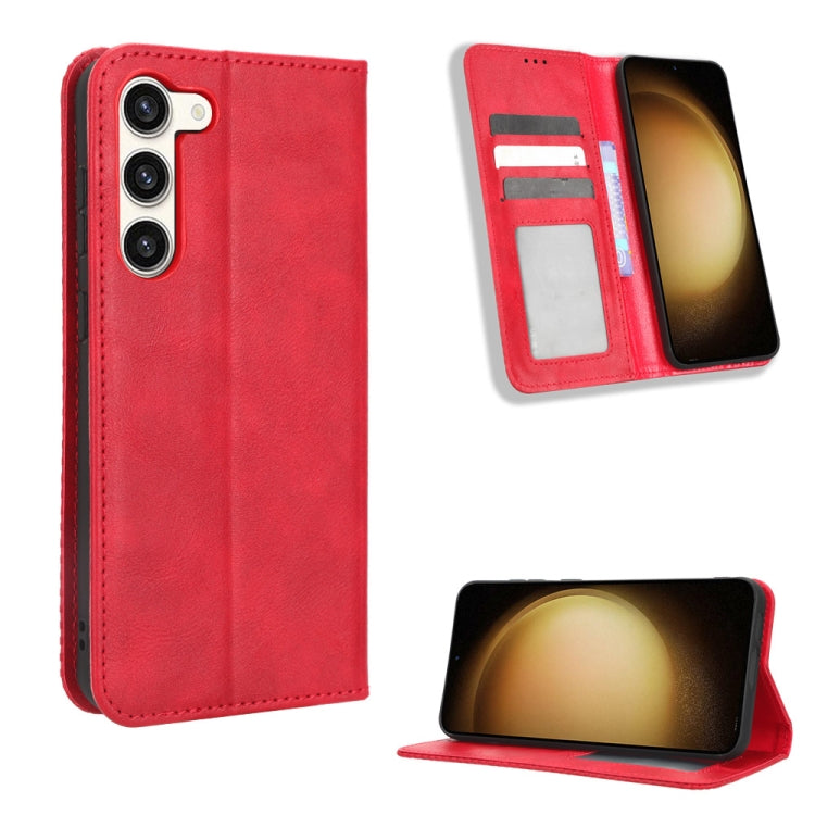 For Samsung Galaxy S23+ 5G Magnetic Buckle Retro Texture Leather Phone Case
