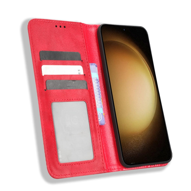 For Samsung Galaxy S23+ 5G Magnetic Buckle Retro Texture Leather Phone Case