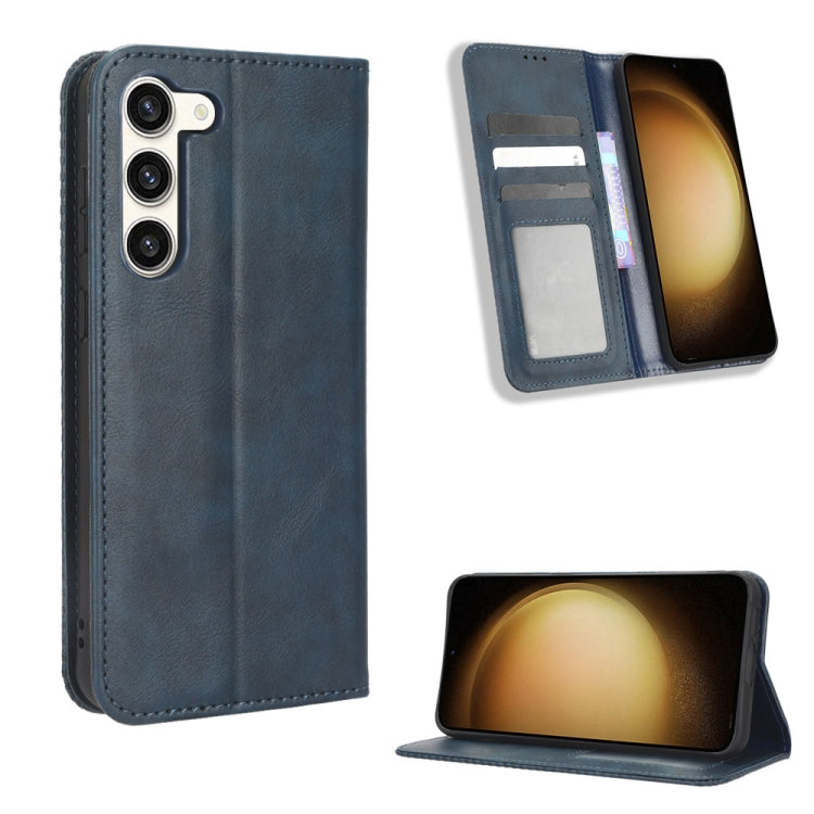 For Samsung Galaxy S23+ 5G Magnetic Buckle Retro Texture Leather Phone Case