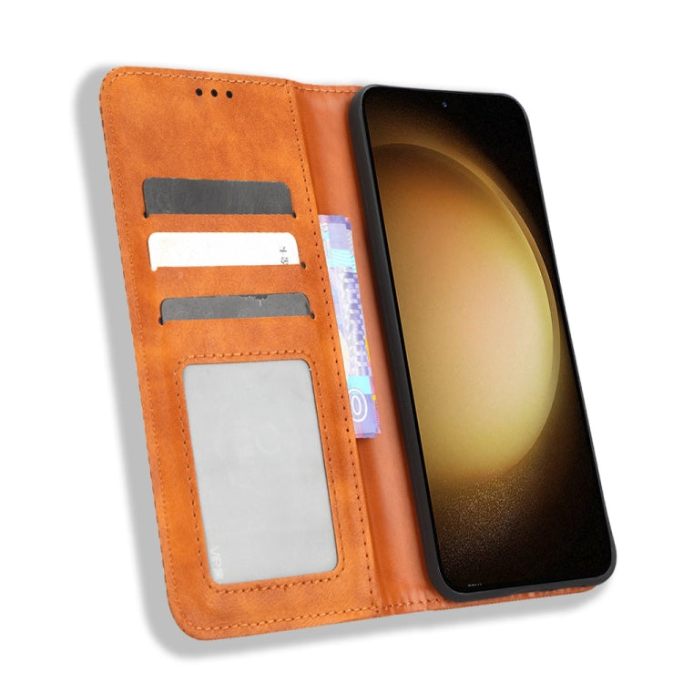 For Samsung Galaxy S23+ 5G Magnetic Buckle Retro Texture Leather Phone Case