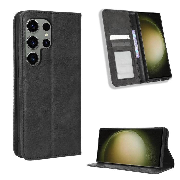 For Samsung Galaxy S23 Ultra 5G Magnetic Buckle Retro Texture Leather Phone Case