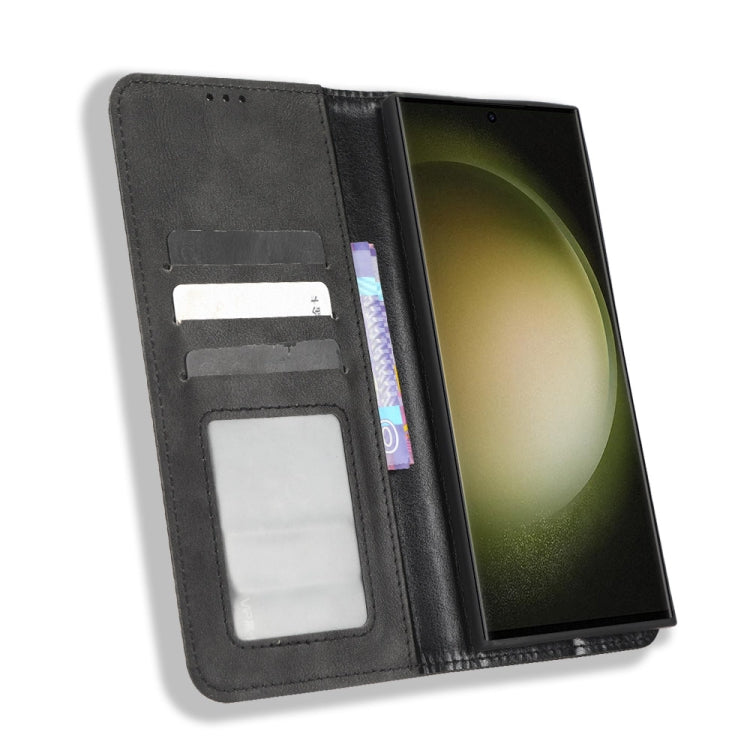 For Samsung Galaxy S23 Ultra 5G Magnetic Buckle Retro Texture Leather Phone Case