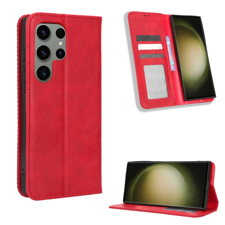 For Samsung Galaxy S23 Ultra 5G Magnetic Buckle Retro Texture Leather Phone Case
