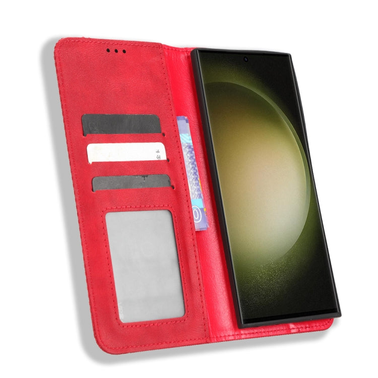 For Samsung Galaxy S23 Ultra 5G Magnetic Buckle Retro Texture Leather Phone Case