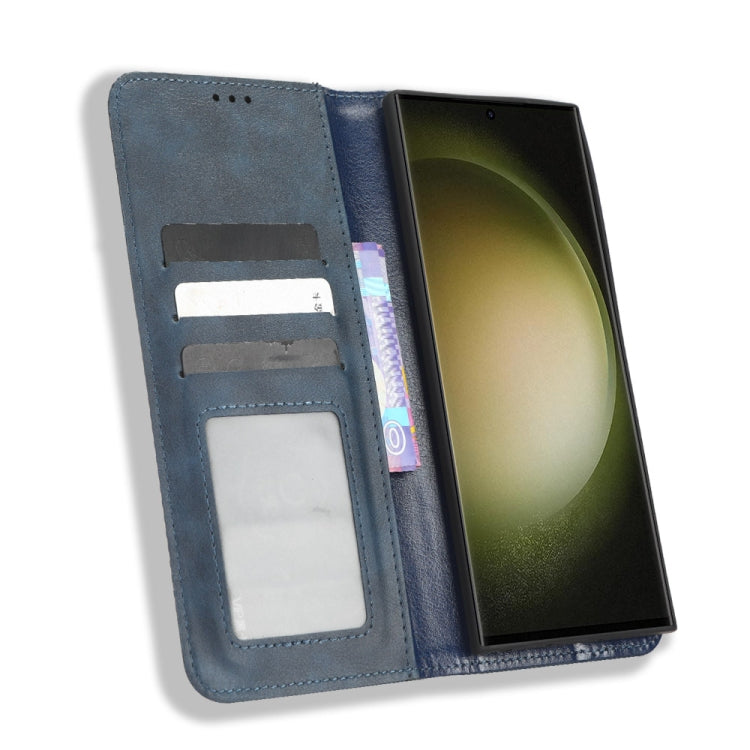 For Samsung Galaxy S23 Ultra 5G Magnetic Buckle Retro Texture Leather Phone Case