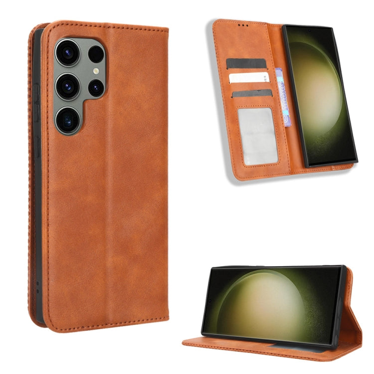 For Samsung Galaxy S23 Ultra 5G Magnetic Buckle Retro Texture Leather Phone Case