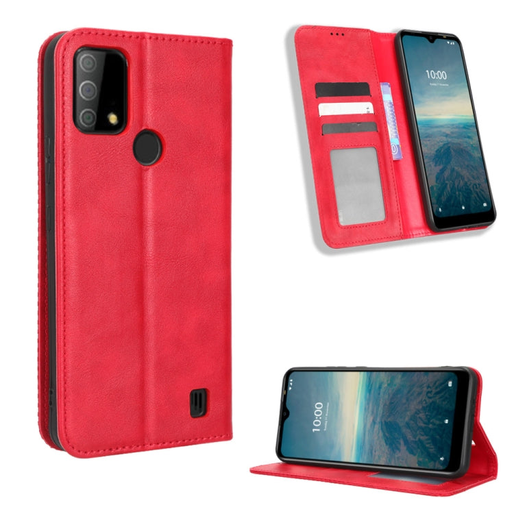 For Vodafone Smart V22 Magnetic Buckle Retro Texture Leather Phone Case