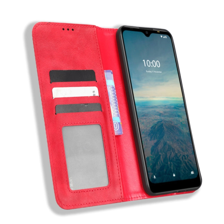 For Vodafone Smart V22 Magnetic Buckle Retro Texture Leather Phone Case