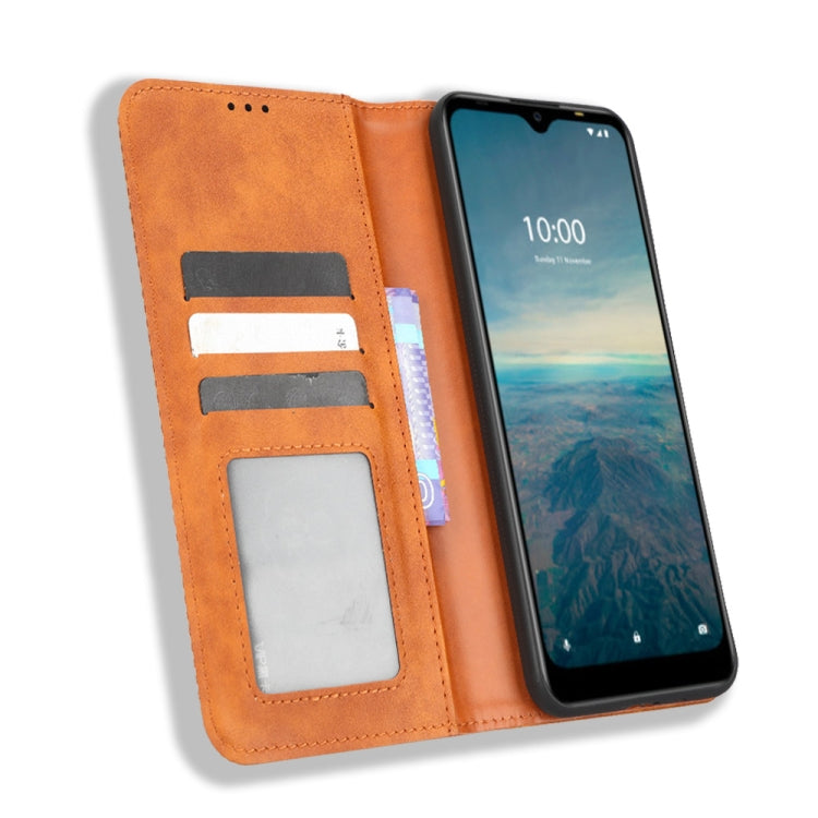 For Vodafone Smart V22 Magnetic Buckle Retro Texture Leather Phone Case