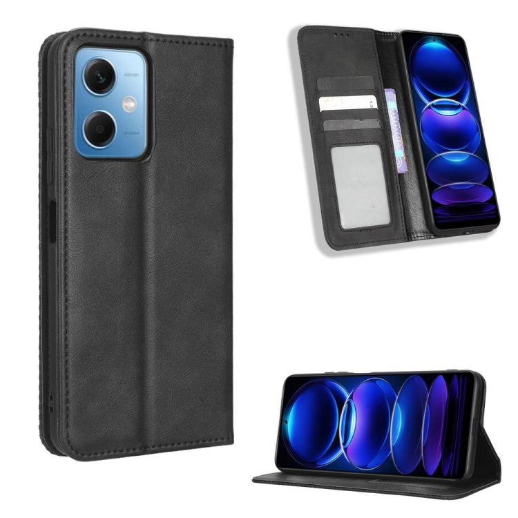 For Xiaomi Poco X5 5G / Redmi Note 12 5G Magnetic Buckle Retro Texture Leather Phone Case