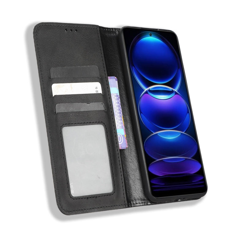 For Xiaomi Poco X5 5G / Redmi Note 12 5G Magnetic Buckle Retro Texture Leather Phone Case