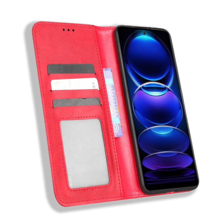 For Xiaomi Poco X5 5G / Redmi Note 12 5G Magnetic Buckle Retro Texture Leather Phone Case