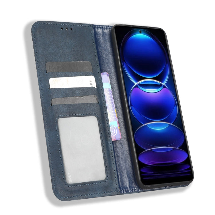 For Xiaomi Poco X5 5G / Redmi Note 12 5G Magnetic Buckle Retro Texture Leather Phone Case