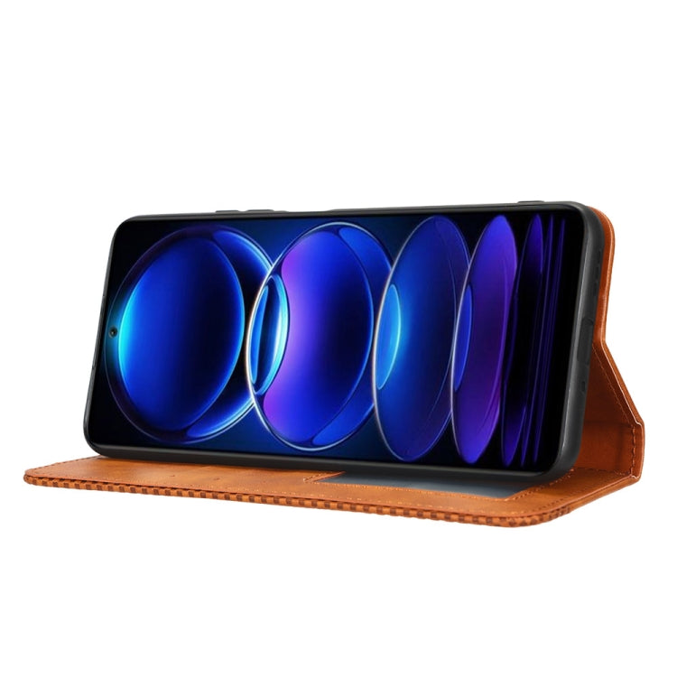 For Xiaomi Poco X5 5G / Redmi Note 12 5G Magnetic Buckle Retro Texture Leather Phone Case