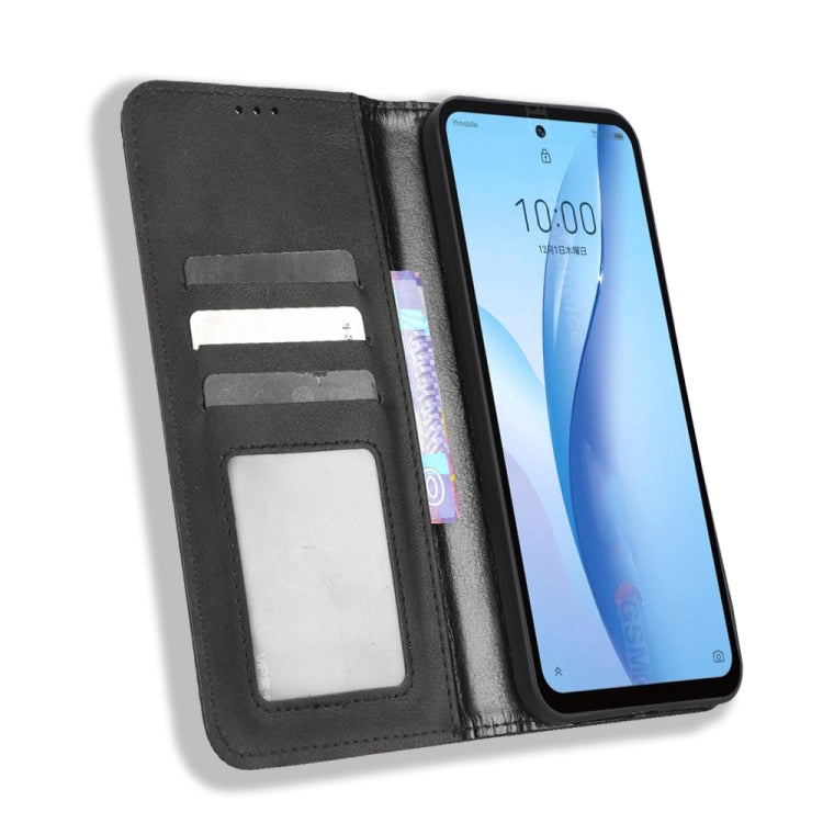 For ZTE Libero 5G III Magnetic Buckle Retro Texture Leather Phone Case