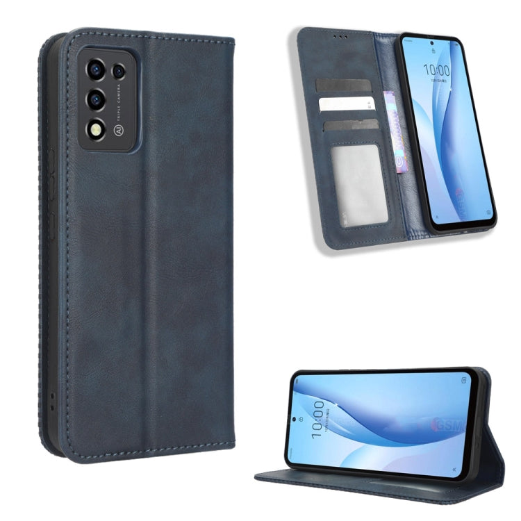 For ZTE Libero 5G III Magnetic Buckle Retro Texture Leather Phone Case
