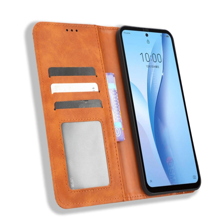 For ZTE Libero 5G III Magnetic Buckle Retro Texture Leather Phone Case