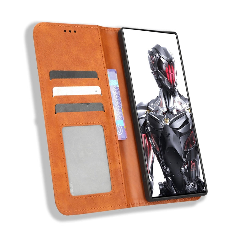 For ZTE nubia Red Magic 8 Pro / 8 Pro+ Magnetic Buckle Retro Texture Leather Phone Case