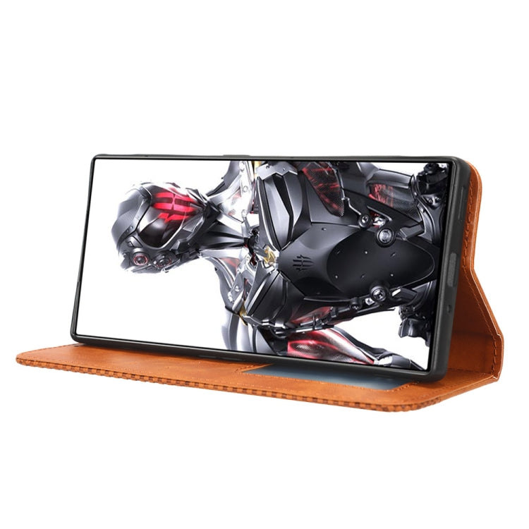 For ZTE nubia Red Magic 8 Pro / 8 Pro+ Magnetic Buckle Retro Texture Leather Phone Case